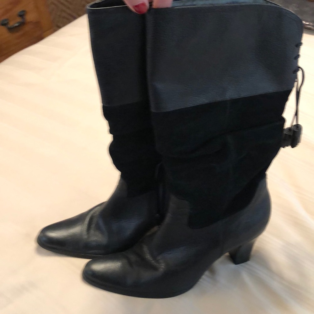 Comfortable Leather and suede 3” heel boots